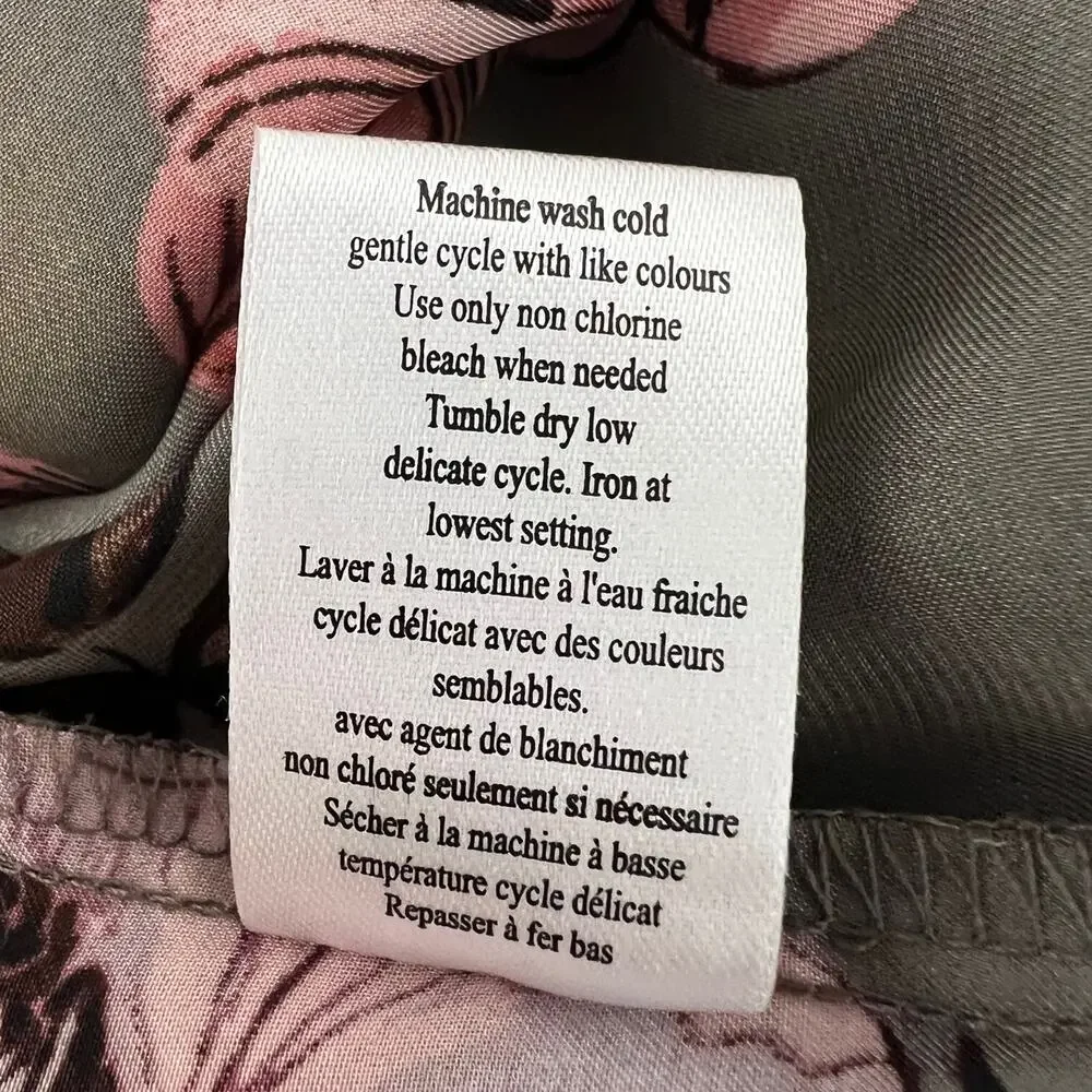 Midnight Bakery Womens Floral Print Wrap Robe XS/S Gray Satin Short Lace Trim - Picture 7 of 7